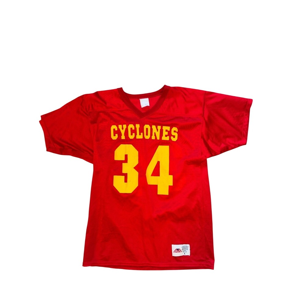 Vintage All Sports America Cyclones Jersey Red Yellow Mesh Football Kids Large